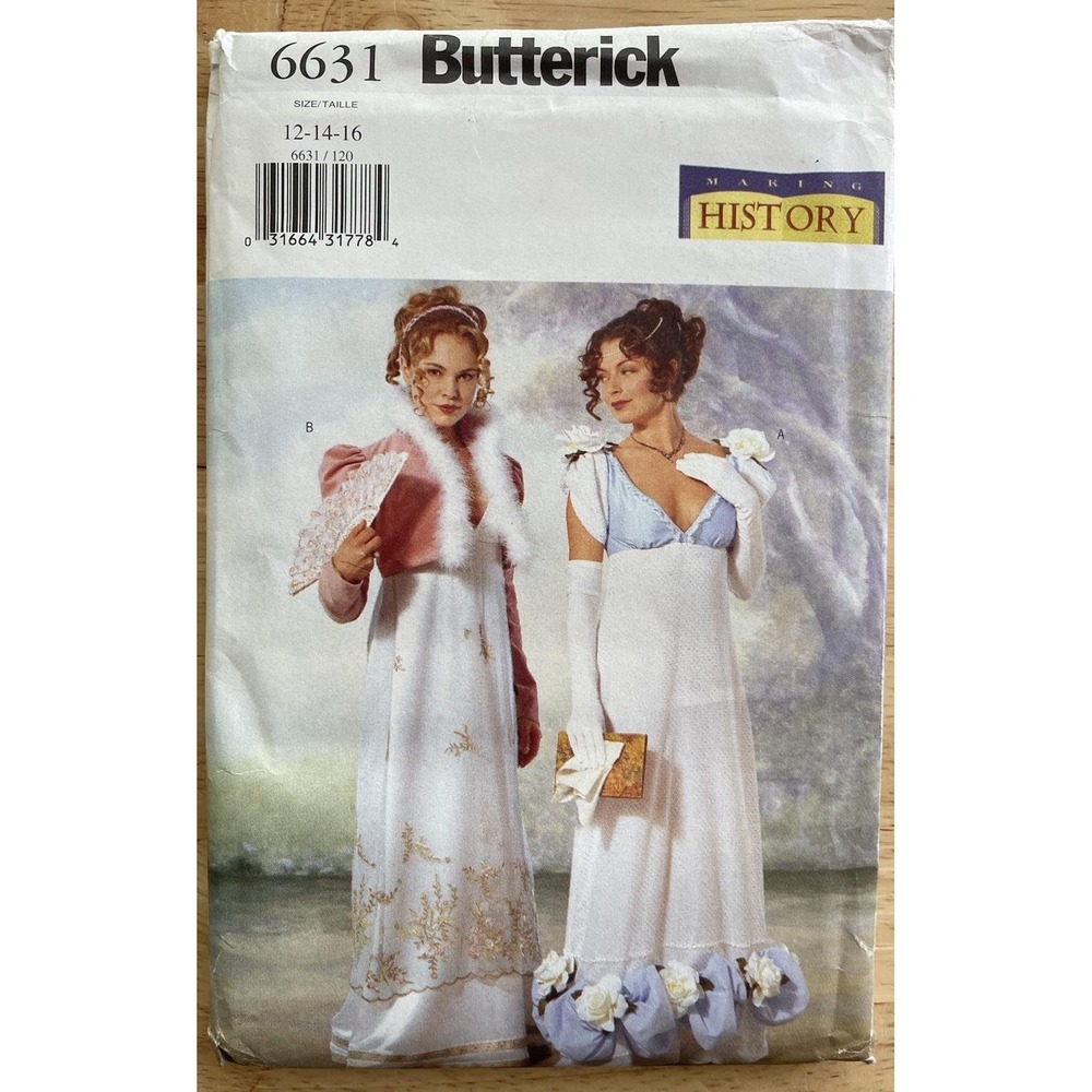 Butterick Pattern 6630 Size 12-14-16 Historical Josephine Regency‎ Costume